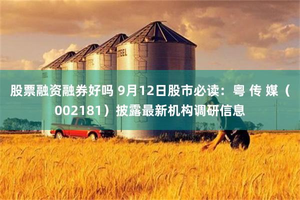 股票融资融券好吗 9月12日股市必读：粤 传 媒（002181）披露最新机构调研信息