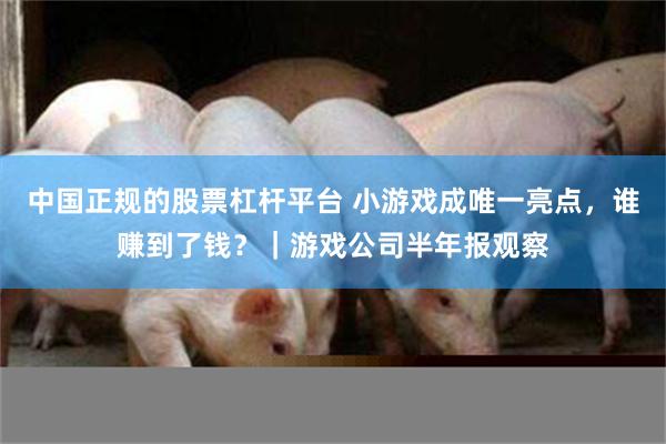 中国正规的股票杠杆平台 小游戏成唯一亮点，谁赚到了钱？｜游戏公司半年报观察