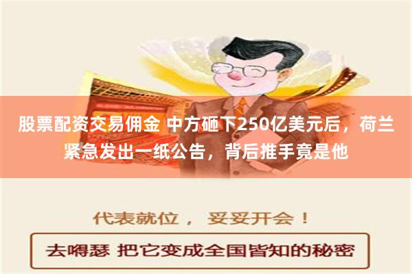 股票配资交易佣金 中方砸下250亿美元后，荷兰紧急发出一纸公告，背后推手竟是他