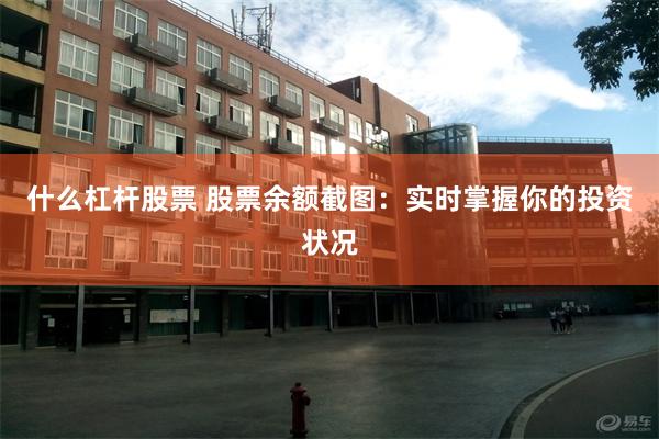 什么杠杆股票 股票余额截图：实时掌握你的投资状况